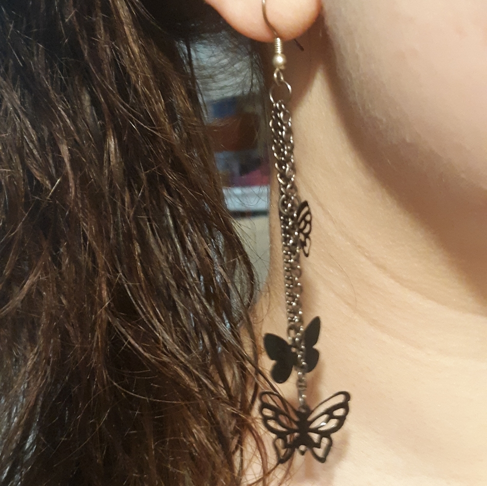 Black butterfly earings